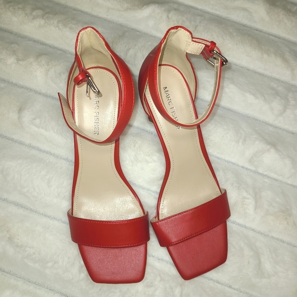 Marc Fisher Shoes - Marc Fisher Red Sandle Heels with Ankle Strap